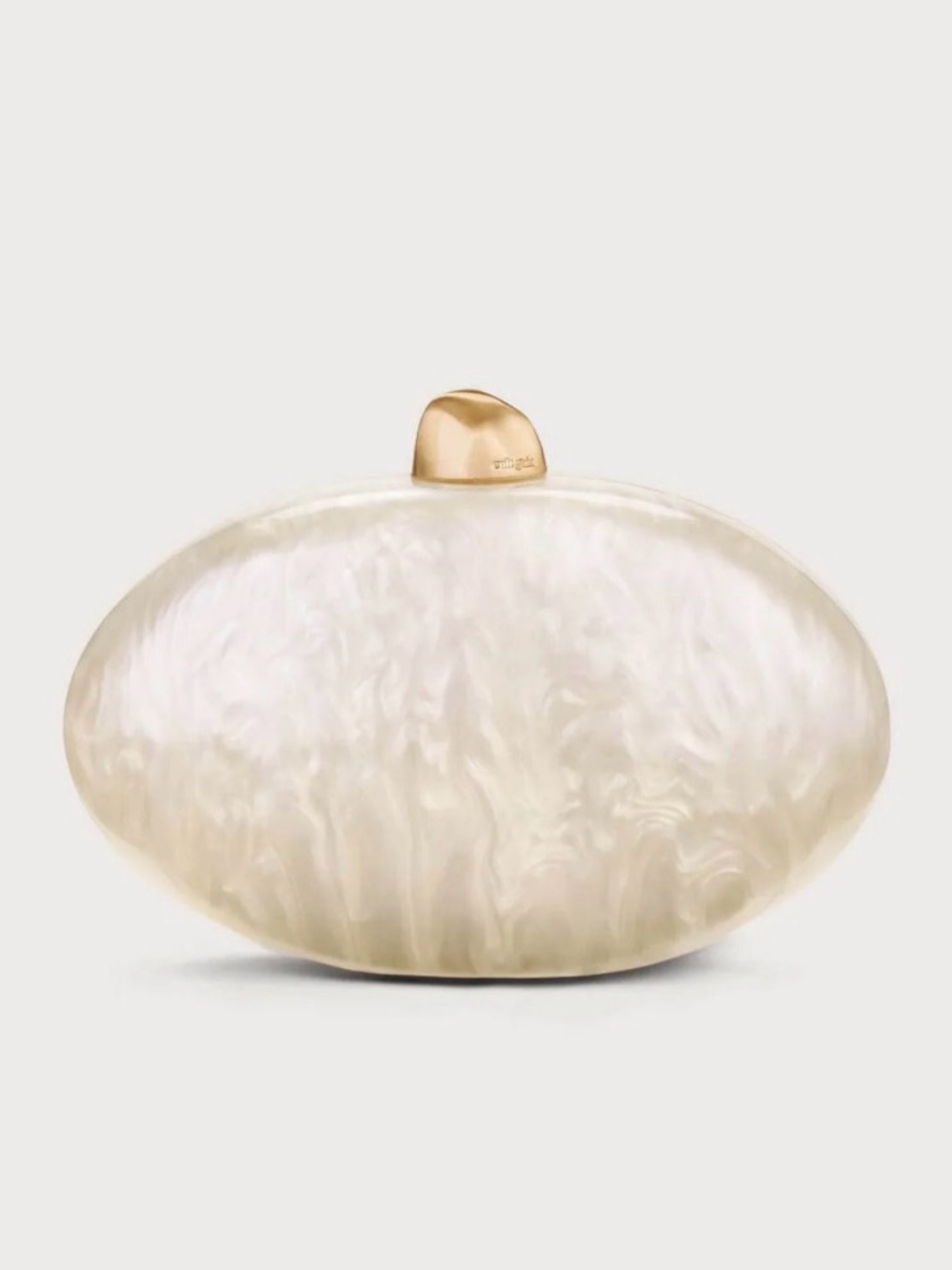 cult gaia Pearlescent Ivory Oval Clutch with Gold Accent